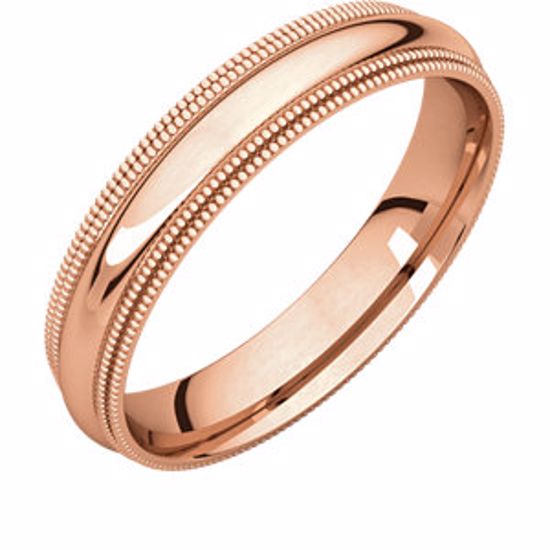 DMGR8:295981:P 10kt Rose 4mm Double Milgrain Comfort Fit Band