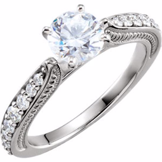 122302:6005:P Platinum Cubic Zirconia & 3/8 CTW Diamond Sculptural Engagement Ring Size 7