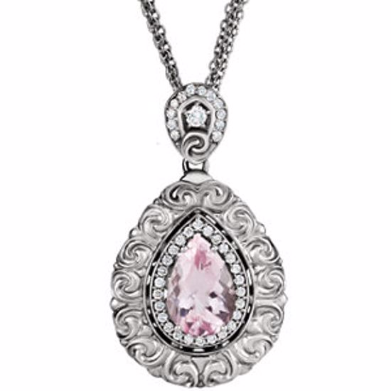 86091:102:P Platinum Morganite & 5/8 CTW Diamond Pendant