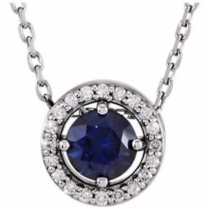 86066:101:P 14kt White Blue Sapphire & .06 CTW Diamond 16" Necklace