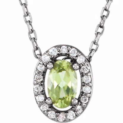 86067:101:P 14kt White Peridot & .04 CTW Diamond 16" Necklace