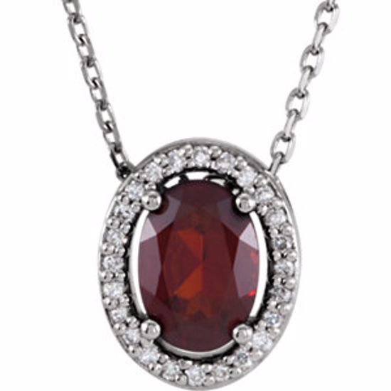 86067:105:P 14kt White Mozambique Garnet & .05 CTW Diamond 16" Necklace