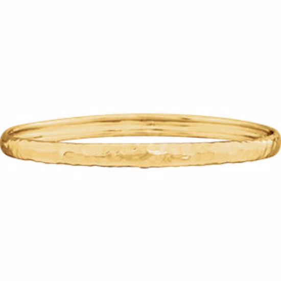 86087:1000:P 14kt Yellow 5.1mm Hammered Bangle Bracelet