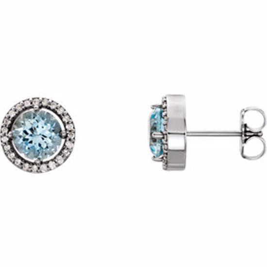 86069:115:P 14kt White Aquamarine & 1/10 CTW Diamond Earrings