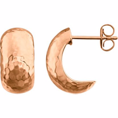 86082:1002:P 14kt Rose Hammered Hoop Earrings