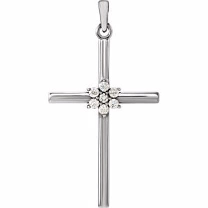 R42324:102:P 14kt White 1/10 CTW Diamond Cross Pendant