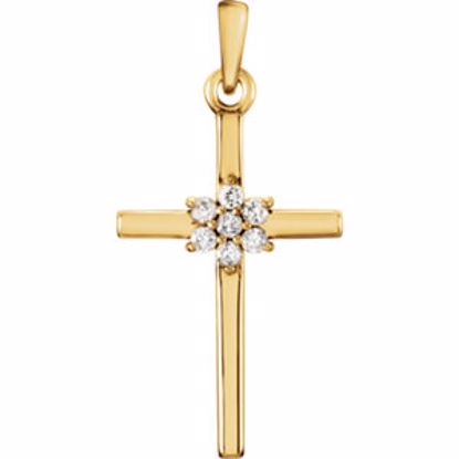 R42324:105:P 14kt Yellow .07 CTW Diamond Cross Pendant