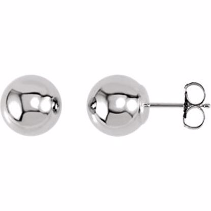 20865:1025:P 14kt White 8mm Ball Earrings with Bright Finish