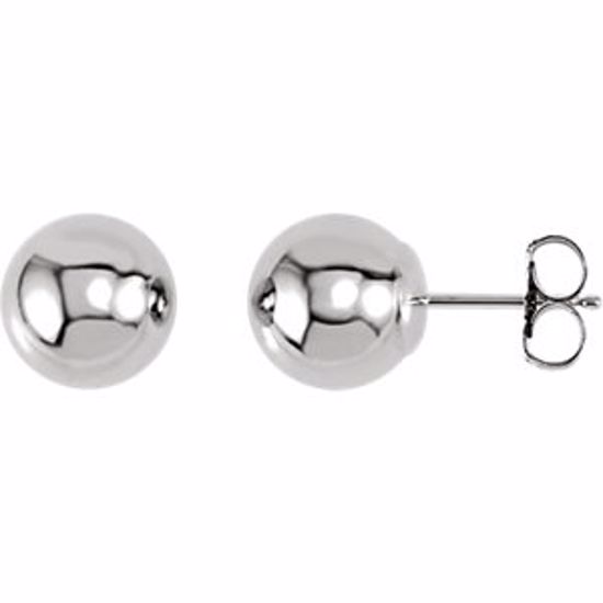 20865:1025:P 14kt White 8mm Ball Earrings with Bright Finish