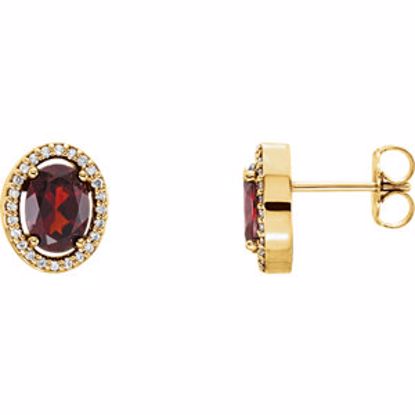 86070:104:P 14kt Yellow Mozambique Garnet & 1/8 CTW Diamond Earrings