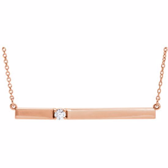 86089:103:P 14kt Rose 1/10 CTW Diamond Bar 17.5" Necklace