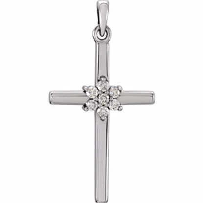 R42324:110:P 14kt White 1/10 CTW Diamond Cross Pendant