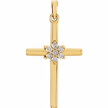 R42324:109:P 14kt Yellow 1/10 CTW Diamond Cross Pendant