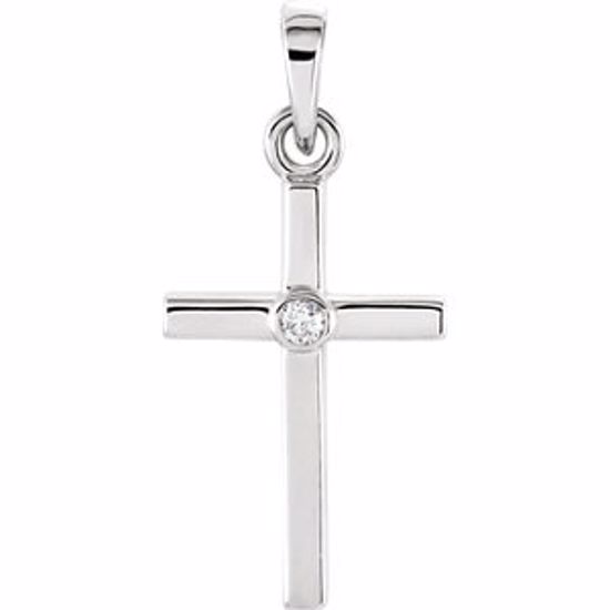 R42325:103:P Platinum .01 CTW Diamond Cross 19x8.95mm Pendant  