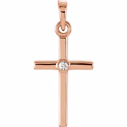 R42325:104:P 14kt Rose .01 CTW Diamond Cross 19x8.95mm Pendant  