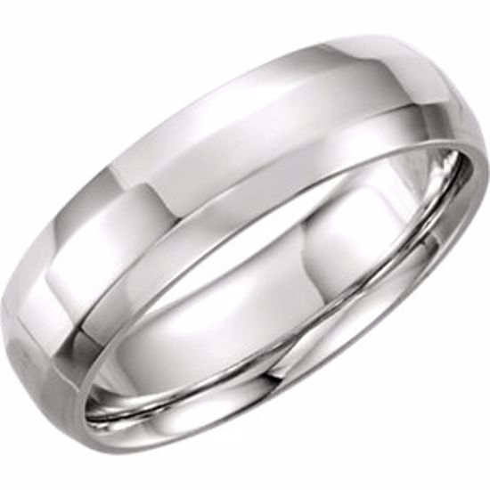 5977:134:P 10kt White 6mm Comfort-Fit Beveled Edge Band Size 8