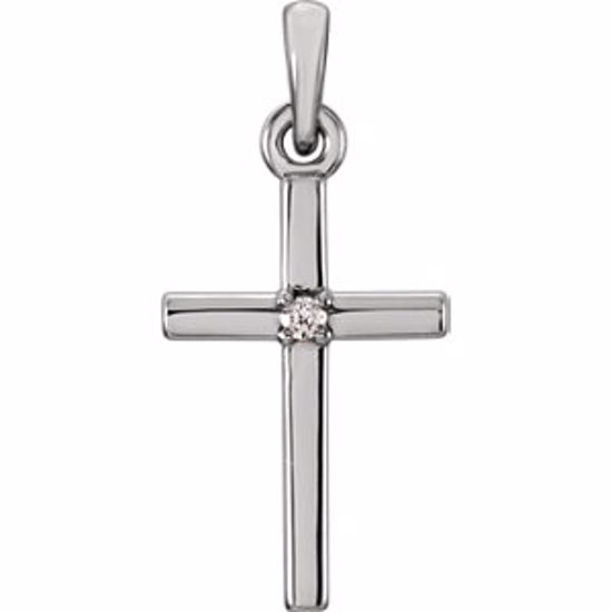 R42326:102:P 14kt White .01 CTW Diamond Cross Pendant