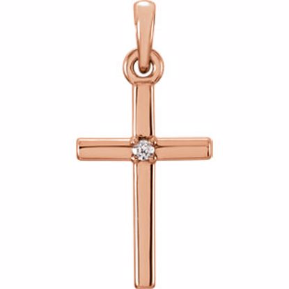 R42326:103:P 14kt Rose .01 CTW Diamond Cross Pendant