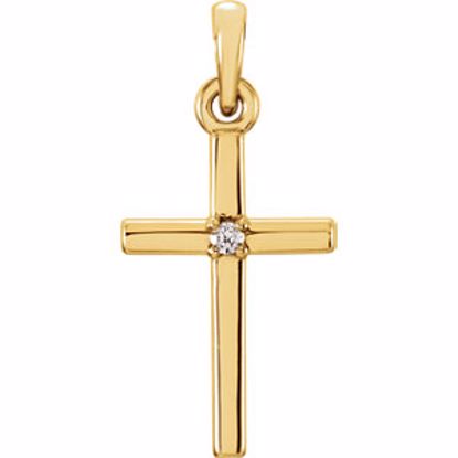 R42326:101:P 14kt Yellow .01 CTW Diamond Cross 19.2x9mm Pendant