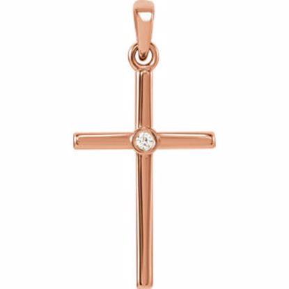 R42325:107:P 14kt Rose .015 CTW Diamond Cross 22.75x11.3mm Pendant  