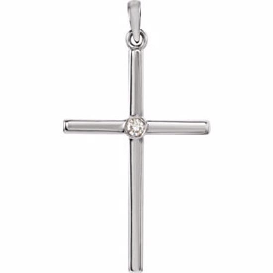 R42325:112:P Platinum .03 CTW Diamond Cross 30.55x16.55mm Pendant  