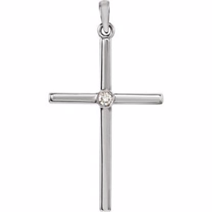 R42325:110:P 14kt White .03 CTW Diamond Cross 30.55x16.55mm Pendant  