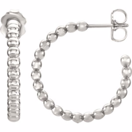 86095:1014:P Continuum Sterling Silver 21mm Beaded Hoop Earrings