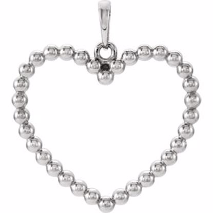 86096:1002:P 14kt White Beaded Heart Pendant