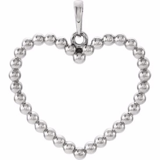 86096:1002:P 14kt White Beaded Heart Pendant