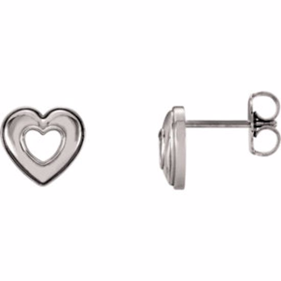 86098:1002:P 14kt White Heart Earrings