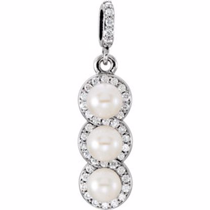 86101:6002:P Platinum Freshwater Cultured Pearl & 1/5 CTW Diamond Pendant