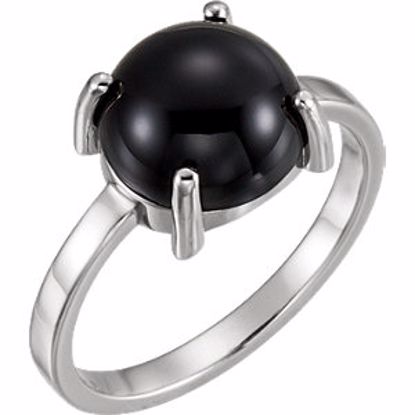 71686:6010:P 14kt White 10mm Round Onyx Cabochon Ring