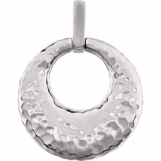 86106:1000:P 14kt White Hammered Circle Pendant 