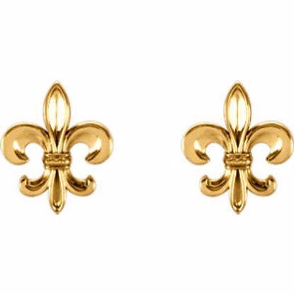 86109:1005:P 14kt White Fleur-De-Lis Earrings 