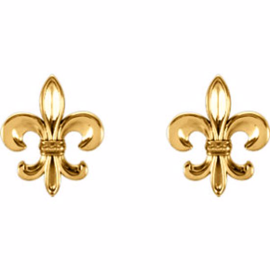 86109:1005:P 14kt White Fleur-De-Lis Earrings 