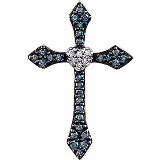 651679:70000:P 14kt White Blue & White 1/8 CTW Diamond Cross Pendant