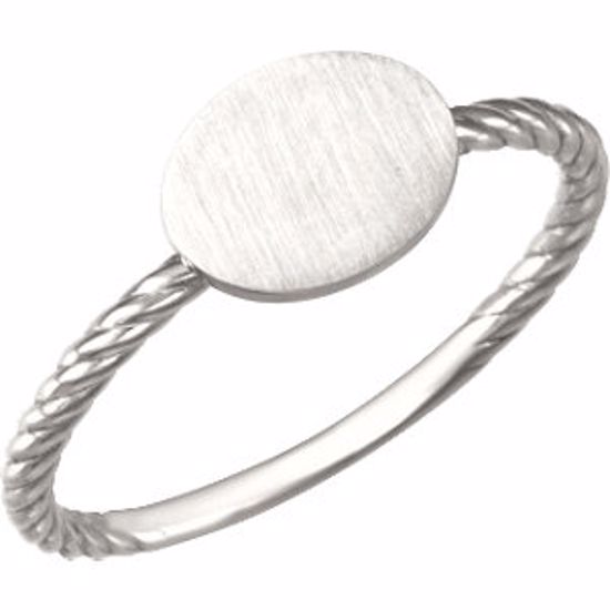 51404:1002:P 14kt White Oval Engravable Rope Ring