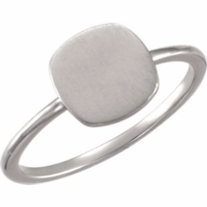 51405:1002:P 14kt White Cushion Engravable Ring 