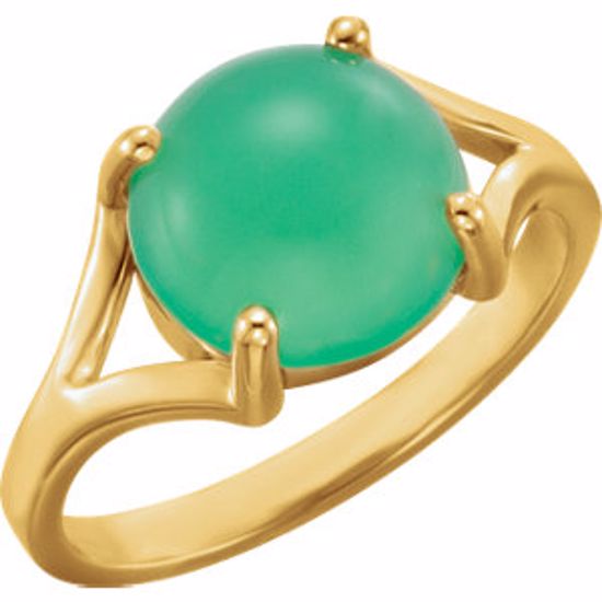 71685:606:P 14kt Yellow 10mm Round Chrysoprase Cabochon Ring