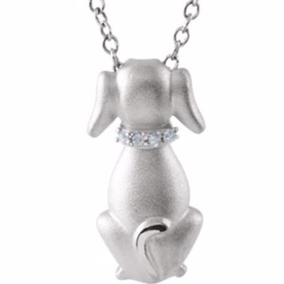 651072:105:P Sterling Silver .02 CTW Diamond Dog Necklace 