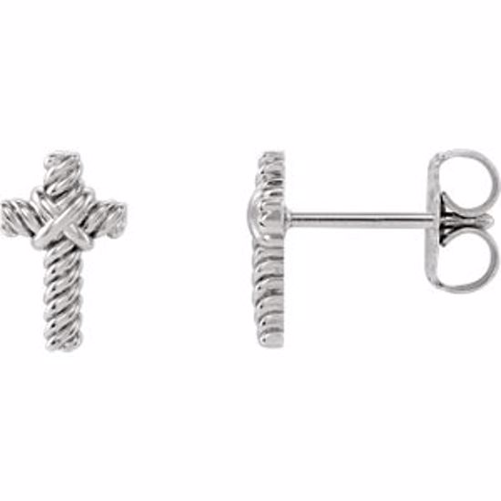 R17011:1002:P 14kt White Rope Cross Earrings