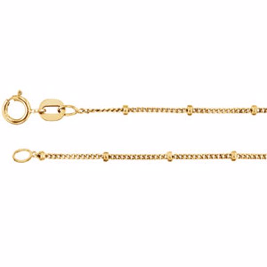 CH228:1000:P 14kt Yellow 1mm Solid Beaded Curb 16" Chain
