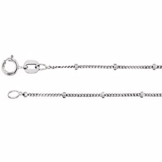 CH228:1002:P 14kt White 1mm Solid Beaded Curb 16" Chain
