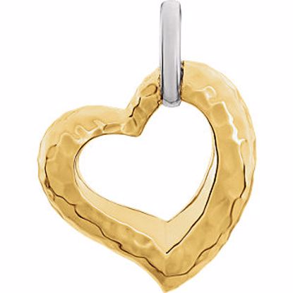 86114:1000:P 14kt Two-Tone 25.3x20.84mm Hammered Heart Pendant