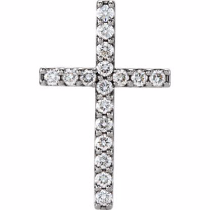 R42157:6001:P 14kt White 1/2 CTW Petite Diamond Cross Pendant