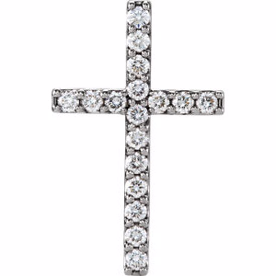 R42157:6003:P Platinum 1/2 CTW Petite Diamond Cross Pendant