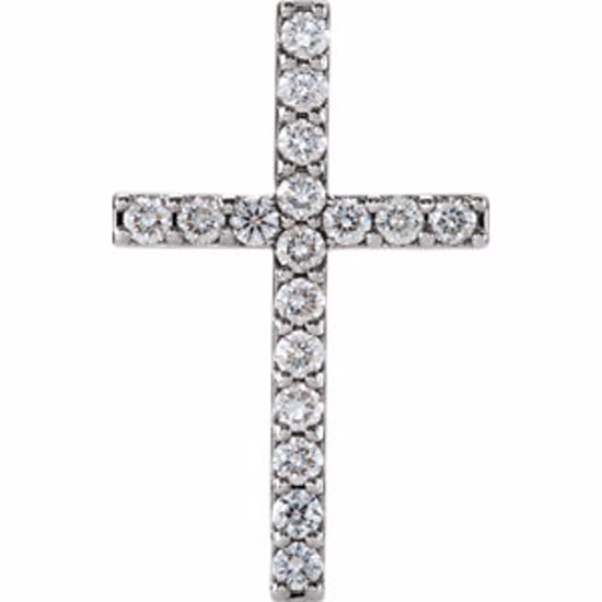 R42157:6007:P Platinum 1 CTW Petite Diamond Cross Pendant