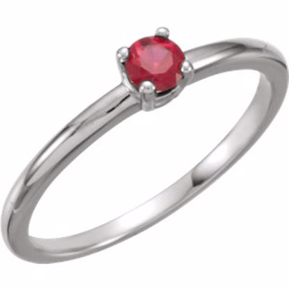 19399:136:P 14kt White Imitation Ruby "July" Youth Birthstone Ring