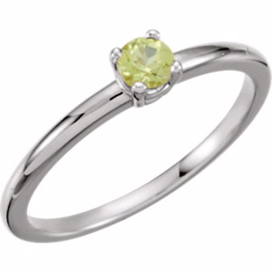 19399:138:P 14kt White Imitation Peridot "August" Youth Birthstone Ring