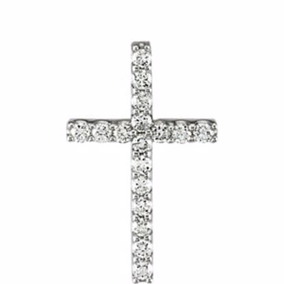 R42157:6009:P 14kt White 3/4 CTW Diamond Cross Pendant